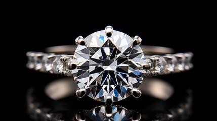 Fototapeta premium A diamond ring with a white band and a diamond in the center