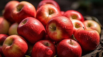 A basket full of red apples with a few green apples mixed in