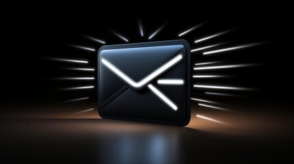 A black envelope with a white lettering that says "mail" on it