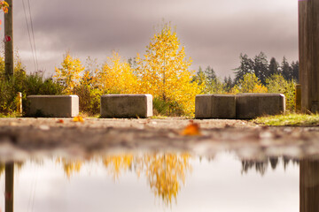landscape with a concrete barrier