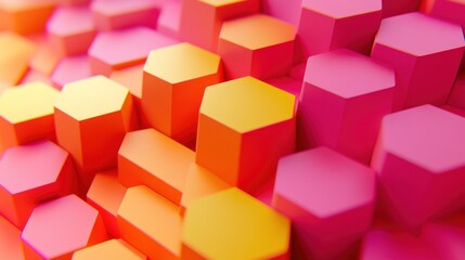 Fototapeta premium Abstract Hexagon Pattern in Vibrant Pink and Orange Hues
