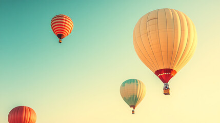 Obraz premium Balloons ascending into a clear, bright sky, symbolizing hope 