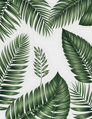 Palm leaf collection vintage engraving illustration clip art isolated on white background, photo