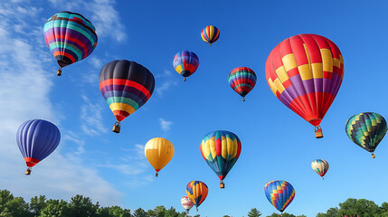 Fototapeta premium Balloons ascending into a clear, bright sky, symbolizing hope 