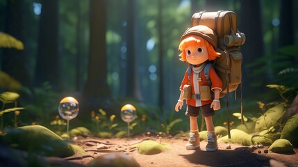 Naklejka premium A photo of a 3D character with a backpack