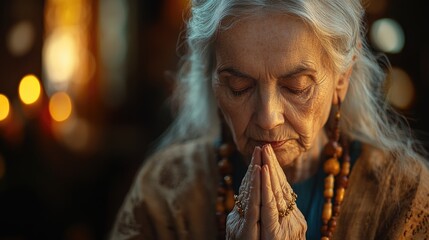 Spiritual moment: person immersed in prayer, reflecting devotion and inner peace, connecting deeply with faith and seeking guidance through heartfelt communication with the divine.