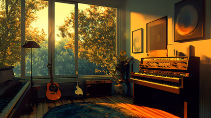 Lo-Fi music picture The background that goes well with the lo-fi music genre Generative AI	
