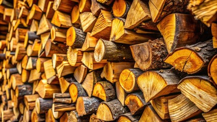 Rustic firewood stack, ready to burn, providing cozy winter warmth.