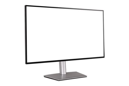 Smart monitor with blank screen isolated on white background.