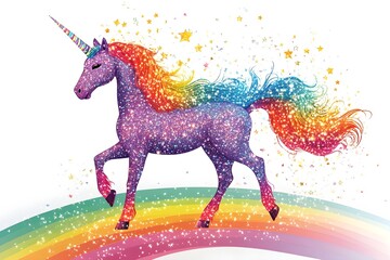 Cute Cartoon Unicorns isolated on white background. Vector illustration for coloring books
