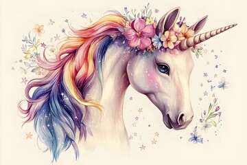 Naklejka premium Cute Cartoon Unicorns isolated on white background. Vector illustration for coloring books 