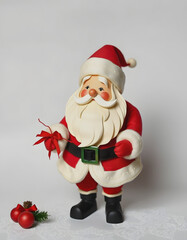 vintage santa claus, papercraft, with white tones