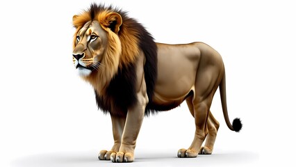 Obraz premium Full-body close-up of a lion, isolated on a white background, lion Generative AI