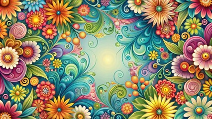 Naklejka premium Abstract Floral Pattern with Swirling Colors