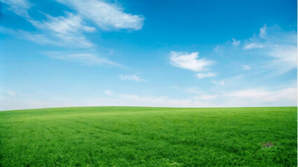 Fototapeta premium Sunny summer day with a green field and blue sky3