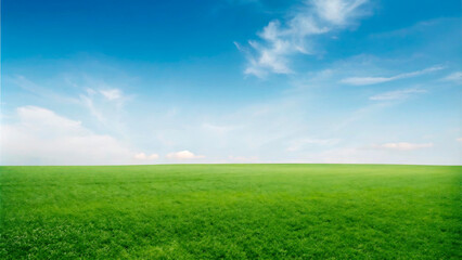 Sunny summer day with a green field and blue sky2