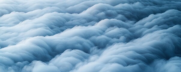 Obraz premium Mysterious fog concept. Aerial view of soft, fluffy clouds in a serene blue atmosphere, evoking tranquility.