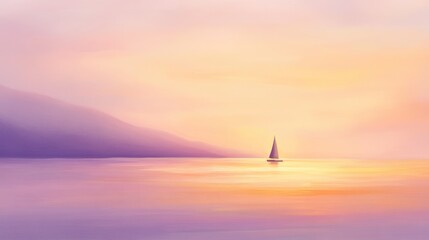 Sailboat at Sunset Serene Coastal Scene