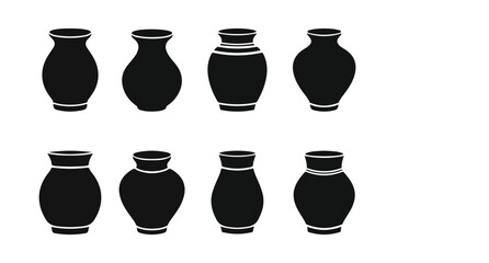 Obraz premium Empty Vase Silhouette Set Vector Illustration