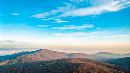 Fototapeta premium Mountain sunset landscape with clouds and greenery3