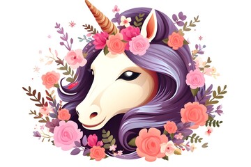 Cute watercolor girls set - Little princess
Magic unicorn in fantastic world with fluffy clouds and fairy meadows. Neural network AI-generated art
