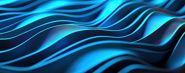 Fototapeta premium Wave abstract background idea. Dynamic abstract waves in vivid blue tones, creating a sense of movement and depth.