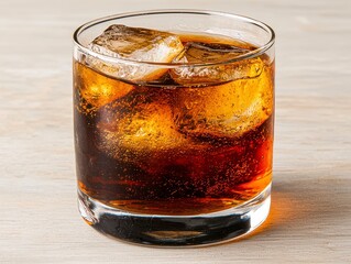 Refreshing Iced Brown Drink in a Glass on a Table
