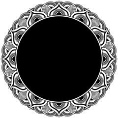 Round frame with ornamental motif on white background