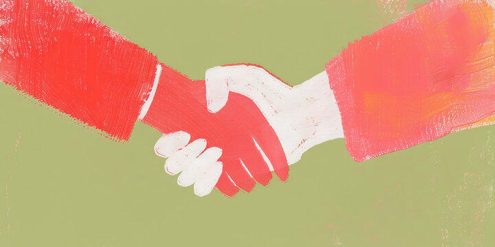 Abstract Painting of a Handshake