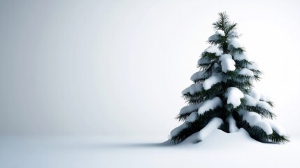 Solitary Snow-Covered Evergreen in a Winter Wonderland