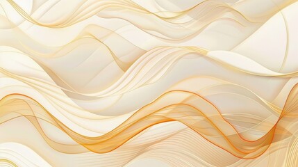 Obraz premium Abstract flowing waves in soft beige and orange tones, creating a soothing visual effect.
