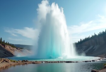 Hyper-Detailed Photorealistic Nature Photography Capturing a Geyser Eruption in Ultra HD Quality