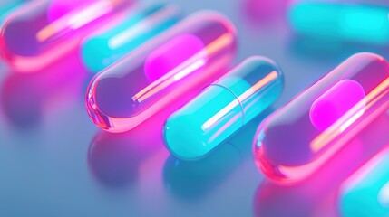 Vibrant Colorful Capsules Arranged in a Modern Stylish Background