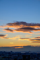 Fototapeta premium 都市の夜明け。神戸岡本の高台より市街地をのぞむ