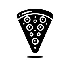 Pizza Slice Icon: A simple, yet delicious, black and white illustration of a pizza slice. Perfect for menus, websites, or any project needing a tasty icon. 