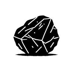 Black and White Rock Silhouette: Simple black and white silhouette of a rock with a shadow on a white background.   © EngAhmedPixel