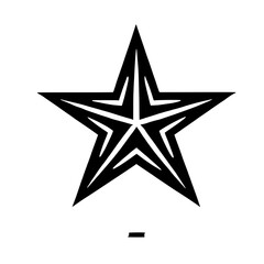 Obraz premium Geometric Star Icon: Black and white graphic design of a stylized star. Simple yet striking, this minimalist icon is perfect for branding, logos, and web design. 