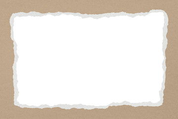 Ripped paper png frame, transparent background, brown design