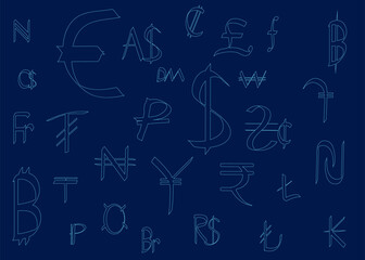 Set currency exchange sings. Vector illustration