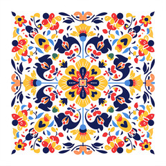 Vibrant Floral Pattern with Bold Colors and Shapes