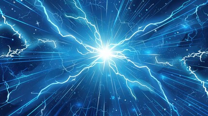A vibrant burst of blue electric energy radiating outward with lightning effects.