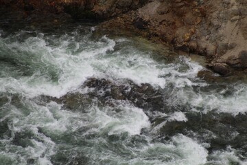 water flowing over rocks in the forest