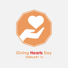 Giving Hearts Day. Each year, individuals, families, and businesses come together to donate, volunteer, and spread kindness. Banner poster, flyer and background design template. Vector illustration.