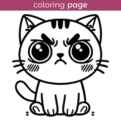Obraz premium coloring page for kids cute angry cat vector illustration template design