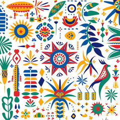Fototapeta premium Colorful Folk Art Pattern for Creative Projects