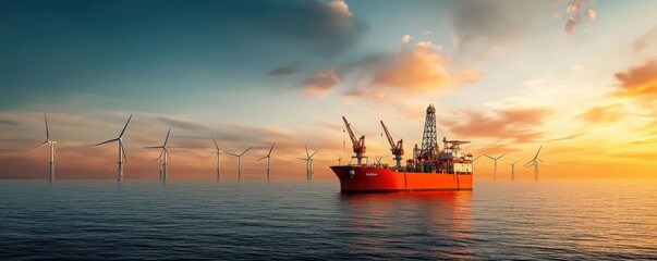 Floating wind farm installation ocean renewable energy conservation