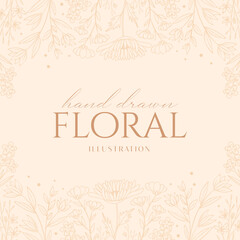 Obraz premium Elegance Wedding drawn mono-line floral botanical flower pattern background design