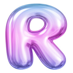 R letter png sticker, pink 3D gradient balloon English alphabet, transparent background