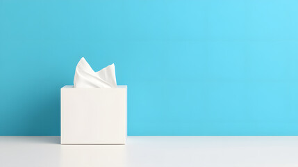 simple tissue box on clean surface against blue wall