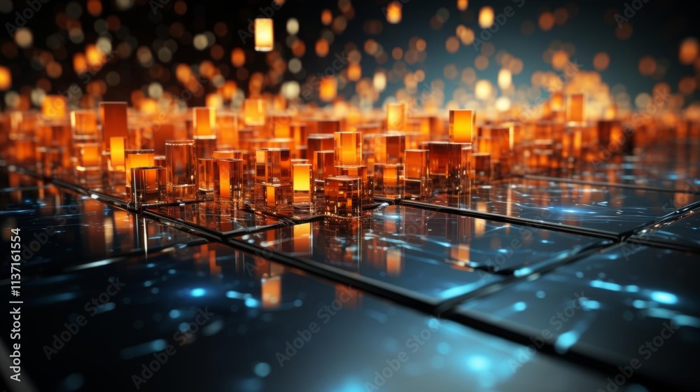 Sticker a computer generated image of a city with many buildings